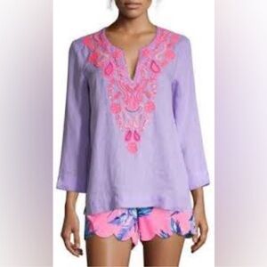 NWT Lilly Pulitzer Amelia‎ Island Tunic - Lilac Verbena Beaded Sequin Embroidery